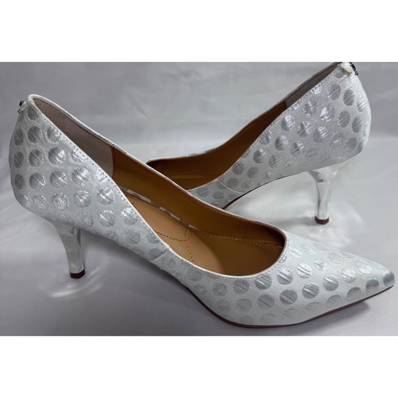 New J.Renee Women Kanan Silver Polka Dot Fabric Heels Pumps Dress Shoes Size 10M - Picture 6 of 14